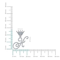 10K Gold Round Diamond Crown H Letter Initial Pendant 1/4 Cttw
