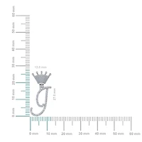 10K Gold Round Diamond Crown I Letter Initial Pendant 1/6 Cttw