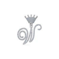 10K Gold Round Diamond Crown W Letter Initial Pendant 1/4 Cttw