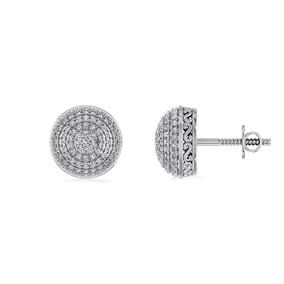 10K Gold Round Diamond Designer Mens Stud Earring 3/8 Cttw