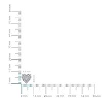 10K White Gold Round Baguette Diamond Heart Designer Earring 1/4 Cttw