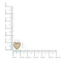 10K Yellow Gold Round Baguette Diamond Heart Designer Earring /8 Cttw
