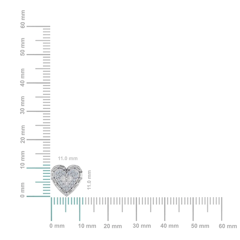 10K Gold Round Baguette Diamond Heart Designer Earring /8 Cttw