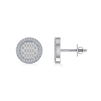 10K Gold Round Baguette Diamond Halo Designer Earring /8 Cttw