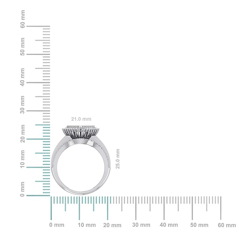 10K Gold Round Baguette Diamond Heart Shape Sz 7 Designer Ladies Ring 3/4 Cttw