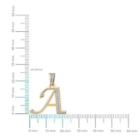 10K Yellow Gold Round Diamond A Letter Initial Pendant 1/10 Cttw