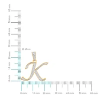 10K Yellow Gold Round Diamond K Letter Initial Pendant 1/10 Cttw