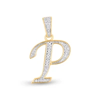 10K Yellow Gold Round Diamond Letter Initial Pendant 1/ Cttw