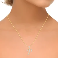 10K Yellow Gold Round Diamond Letter Initial Pendant 1/ Cttw
