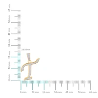 10K Yellow Gold Round Diamond T Letter Initial Pendant 1/10 Cttw