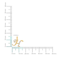 10K Yellow Gold Round Diamond H Letter Initial With Heart Pendant 1/10 Cttw