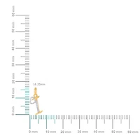 10K Yellow Gold Round Diamond I Letter Initial With Heart Pendant 1/10 Cttw