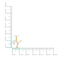 10K Yellow Gold Round Diamond Y Letter Initial With Heart Pendant 1/10 Cttw