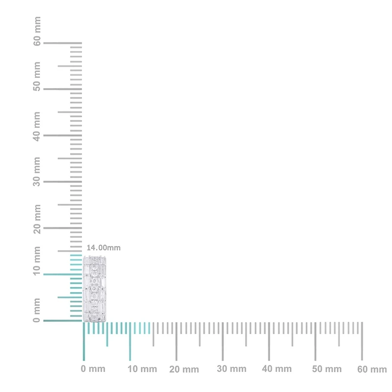 10K Gold Round Baguette Diamond Designer Hoop Earring 5/8 Cttw