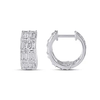 10K Gold Baguette Diamond Designer Hoop Earring 3/4 Cttw