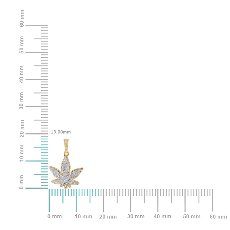 10K Yellow Gold Round Diamond Weed Leaf Pendant 1-1/2 Cttw