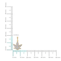 10K Yellow Gold Round Diamond Weed Leaf Pendant 1-1/2 Cttw