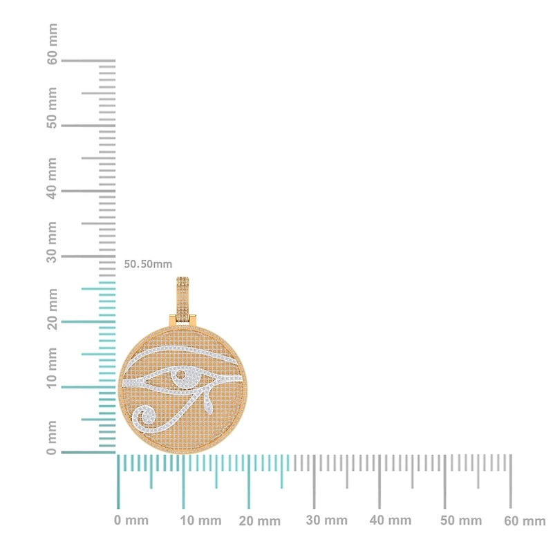 10K Yellow Gold Round Diamond Designer Eye Pendant 2-7/8 Cttw