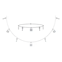 14K White Gold Lock & Key Link Necklace Bracelet Jewelry Set 1/2 Cttw