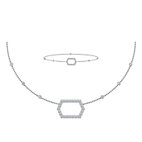 14K White Gold Round Necklace Bracelet Set 3/4 Cttw