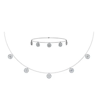 14K White Gold Baguette Round Necklace Bracelet Set 1 Cttw