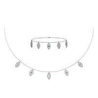 14K White Gold Marquise Shape Necklace Bracelet Set 1 Cttw
