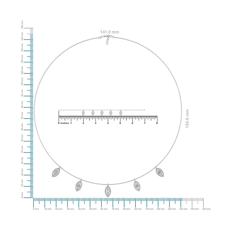 14K White Gold Marquise Shape Necklace Bracelet Set 1 Cttw