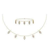 14K Yellow Gold Marquise Shape Necklace Bracelet Set 1 Cttw