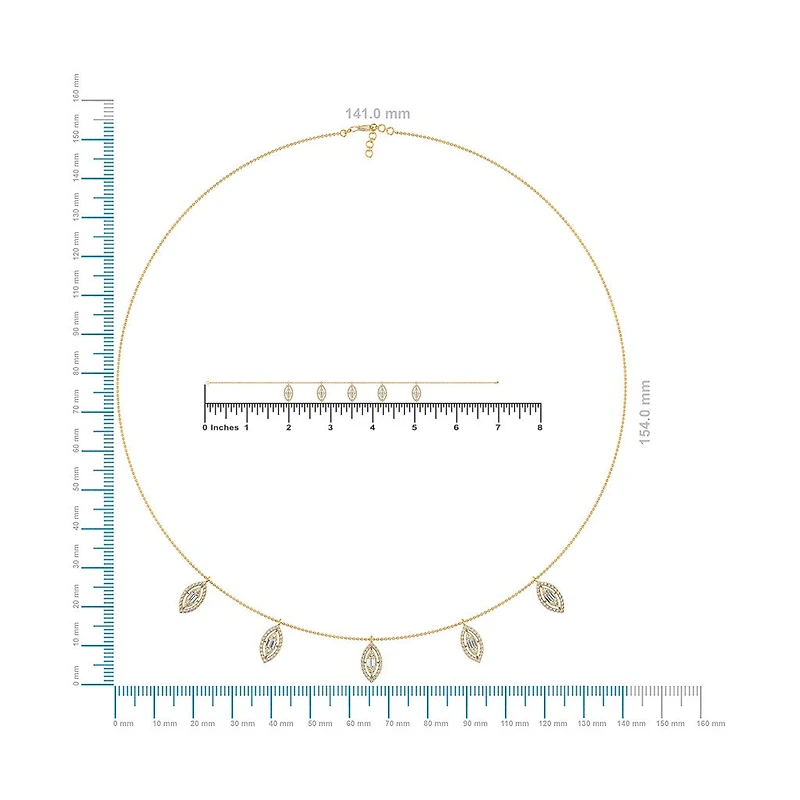 14K Yellow Gold Marquise Shape Necklace Bracelet Set 1 Cttw