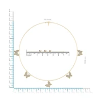 14K Yellow Gold Butterfly Necklace Bracelet Set 1-7/8 Cttw