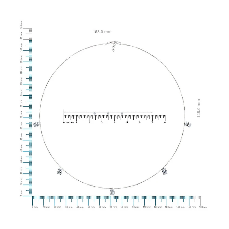 14K White Gold Baguette Link Necklace Bracelet Set 7/8 Cttw