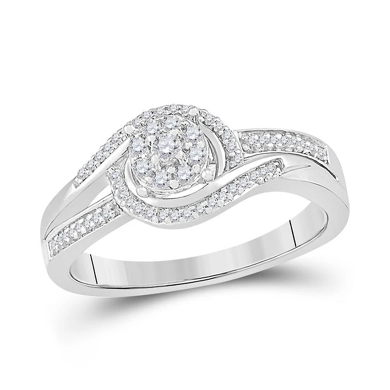 10kt Gold Womens Round Diamond Solitaire Promise Ring 1/ Cttw