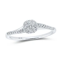 10kt Gold Womens Round Diamond Square Halo Promise Ring 1/5 Cttw