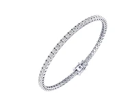 10K White Gold 3mm Round Cvd Diamond 8 Inch Tennis Bracelet 6-1/3 Cttw