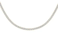 10K Yellow Gold 3mm Round Cvd Diamond 22 Inch Tennis Necklace 18-1/2 Cttw