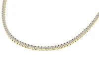 10K Yellow Gold 3mm Round Cvd Diamond 22 Inch Tennis Necklace 18-1/2 Cttw