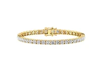 10K Yellow Gold 4mm Round Cvd Diamond 8 Inch Tennis Bracelet 11-1/2 Cttw