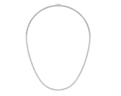 10K White Gold 3mm Round Cvd Diamond 18 Inch Tennis Necklace 15-5/8 Cttw