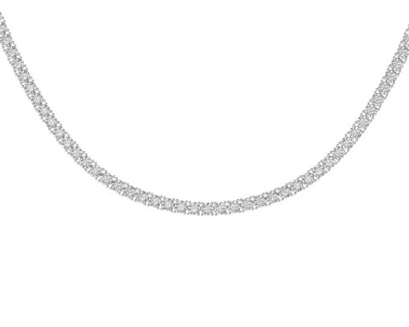 10K White Gold 4mm Round Cvd Diamond 20 Inch Tennis Necklace 14-3/4 Cttw
