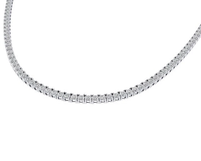 10K White Gold 4mm Round Cvd Diamond 20 Inch Tennis Necklace 14-3/4 Cttw