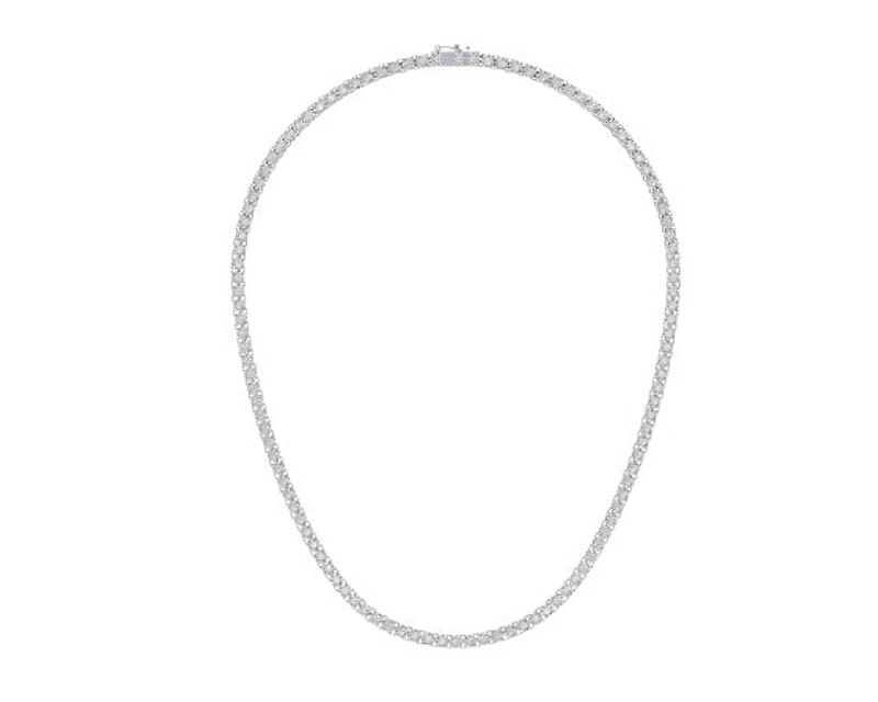 10K White Gold 4mm Round Cvd Diamond 22 Inch Tennis Necklace 32-3/8 Cttw