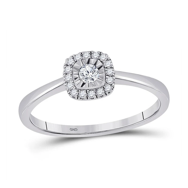 10kt White Gold Womens Round Diamond Halo Promise Ring 1/ Cttw