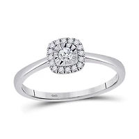 10kt White Gold Womens Round Diamond Halo Promise Ring 1/ Cttw