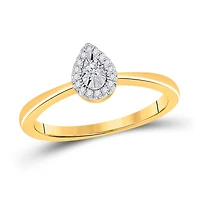 10kt Yellow Gold Womens Round Diamond Teardrop Promise Ring 1/12 Cttw