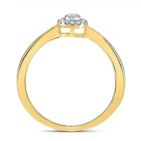 10kt Yellow Gold Womens Round Diamond Teardrop Promise Ring 1/12 Cttw