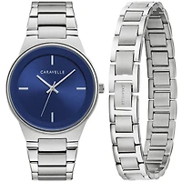 Caravelle Box Set CAR Modern Mens Stainless Steel