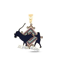 10kt Yellow Gold Mens Round Diamond Angel Negro Bull Charm Pendant 1/4 Cttw