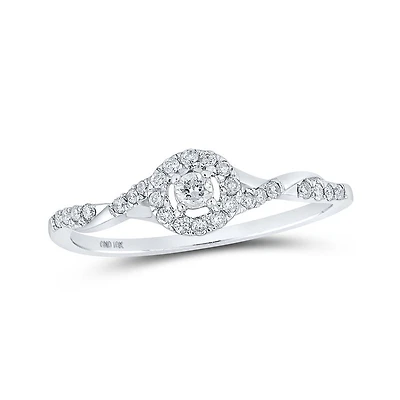 10kt White Gold Womens Round Diamond Halo Promise Ring 1/5 Cttw