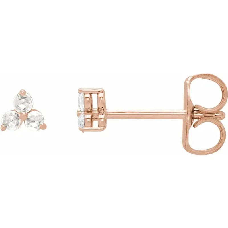 0.05 CTW Rose-Cut Natural Diamond and Lab-Grown Three-Stone Earrings