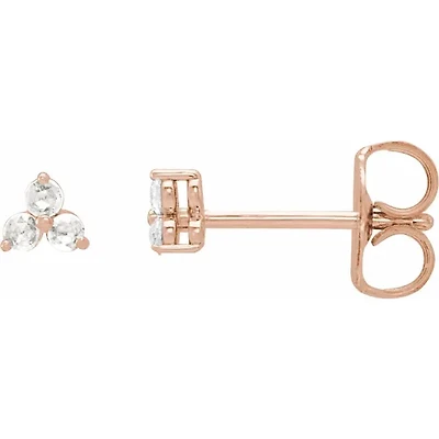 0.05 CTW Rose-Cut Natural Diamond and Lab-Grown Three-Stone Earrings